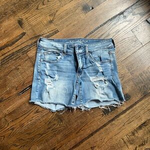 American Eagle Outfitters Distressed Blue Denim Shorts